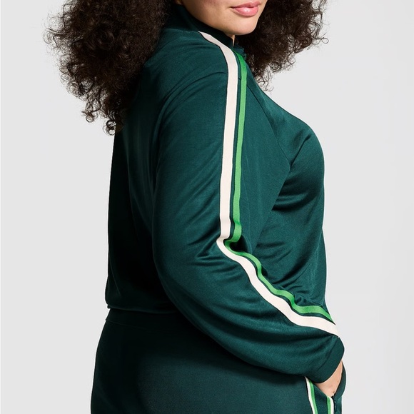 Pink Victoria’s Secret Track Jacket Long Sleeve Zip Sporty Lightweight Green XXL - Picture 2 of 13